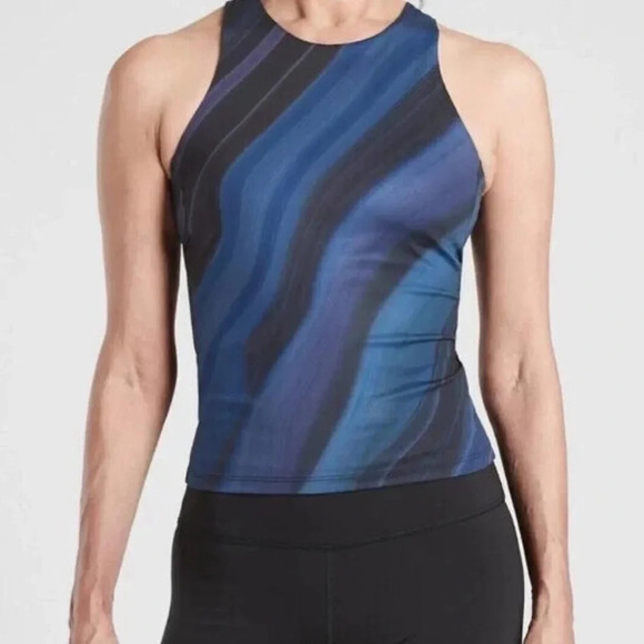 Athleta Tops - Athleta lightning printed support top in geode blue size XS!